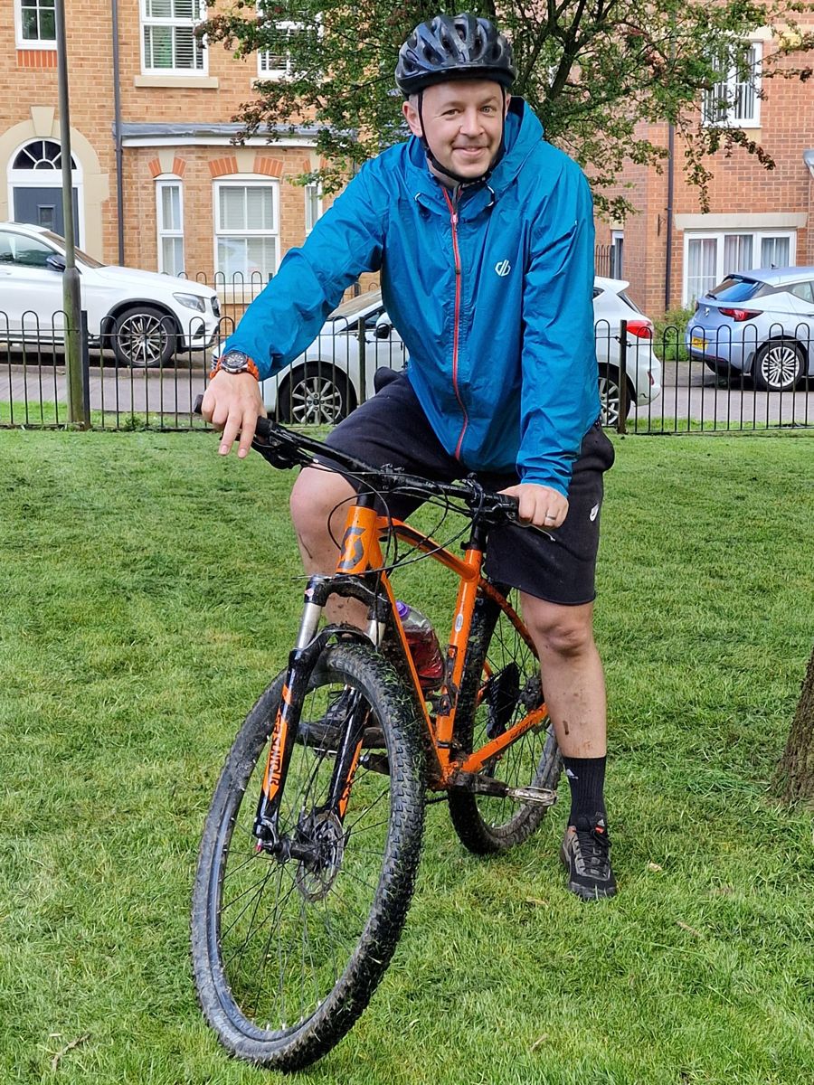 Calvin on the bike
