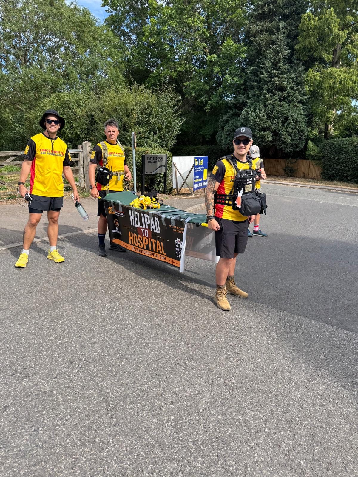 Carrying the stretcher on the road