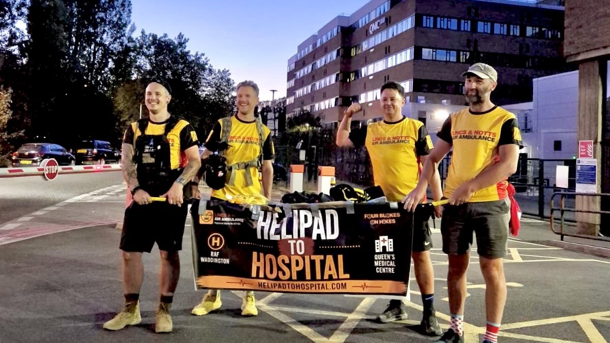 Helipad to Hospital, at the finish outside Queen's Medical Centre